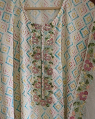 Elegant Cotton Printed Embroidery Un-Stitched Suit