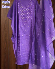 Pure Mul Chanderi Elegance – Pita & Thread Embroidery Unstitched Suit