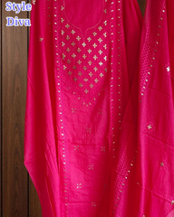 Pure Mul Chanderi Elegance – Pita & Thread Embroidery Unstitched Suit