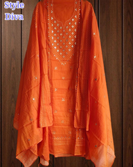Pure Mul cotton Elegance – Pita & Thread Embroidery Unstitched Suit