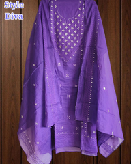 Pure Mul Chanderi Elegance – Pita & Thread Embroidery Unstitched Suit