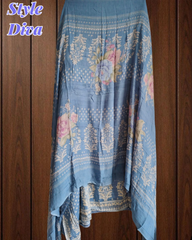 Elegant Glazed Cotton Un-Stitched Suit with Digital Print & Organza Embroidery Patch Work