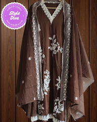 Elegant Soft Mul Chanderi Suit with Exquisite Parsi Embroidery & Crochet Lacing