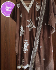 Elegant Soft Mul Chanderi Suit with Exquisite Parsi Embroidery & Crochet Lacing