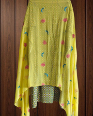 Elegant Pure Cotton Printed Suit with Neck Work & Chiffon Brush-Paint Dupatta