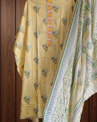 Elegant Pure Cotton Printed Embroidered Suit with Matching Dupatta