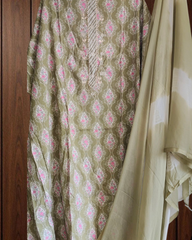 Pure Cotton Printed Suit with Gotta Hand-Work & Dual Tone Chiffon Dupatta