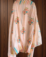 Pure Cotton Kurta with Sequin Highlighting & Printed Cotton Dupatta