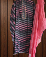 Graceful Pure Cotton Printed Suit with Mirror & Gotta Highlighting