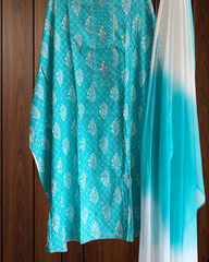 Graceful Pure Cotton Printed Suit with Mirror & Gotta Highlighting