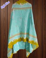 Graceful Printed Cotton Suit with Pearl & Bead Butterfly Detailing