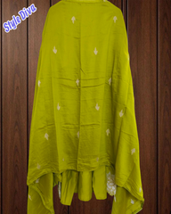 Elegant Modal Embroidered Suit with Crochet Lacing Detailing