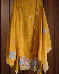 Graceful Mul Chanderi Suit with Cross Stitch Embroidery & Artistic Motifs