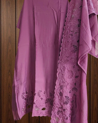 Elegant Modal Embroidered Suit with Crochet Lacing Detailing( 3 Pc Set)