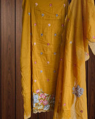 Graceful Mul Chanderi Suit with Cross Stitch Embroidery & Artistic Motifs