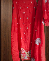 Graceful Mul Chanderi Suit with Cross Stitch Embroidery & Artistic Motifs