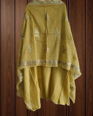 Elegant Mul Chanderi Un-Stitched Suit with Pita & Thread Embroidery Detailing