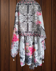 Pakistani Style Cotton Digital Print Suit with Crochet Lacing & Tassel Dupatta
