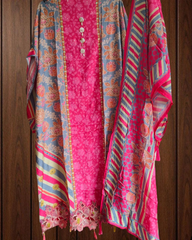 Elegant Muslin Printed Suit with Sparkling Sequence Highlights