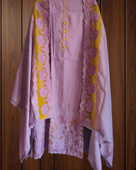 Graceful Modal Suit Set with Organza Embroidery Charm