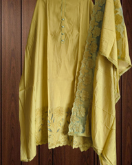 Graceful Modal Suit Set with Organza Embroidery Charm