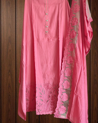 Elegant Modal Cutwork Suit Set with Organza Embroidered Grace