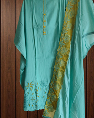 Graceful Modal Suit Set with Organza Embroidery Charm
