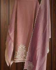 Shimmer Tissue Unstitched Suit Set with All-Over Swarovski Work.