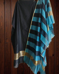 Elegant Maheshwari Silk Suit with Banarasi Border