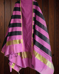 Elegant Maheshwari Silk Suit with Banarasi Border
