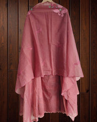 Exquisite Mul Chanderi Ensemble Adorned with Parsi Hand Embroidery