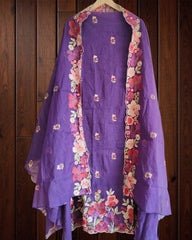 Graceful Mul Chanderi Suit with Exquisite Parsi Embroidery