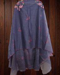 Exquisite Mul Chanderi Ensemble Adorned with Parsi Hand Embroidery