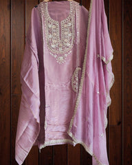 Opulent Elegance Shimmer Tissue Unstitched Suit with Gotta Detailing