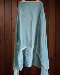 Opulent Elegance Shimmer Tissue Unstitched Suit with Gotta Detailing