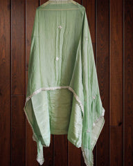 Opulent Elegance Shimmer Tissue Unstitched Suit with Gotta Detailing