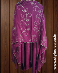 Graceful Party Wear Upara Silk Ensemble with Scalloped Dupatta