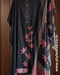 Cotton Rayon Appliqué Work Un-Stitched Suit Set