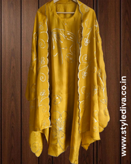 Graceful Party Wear Upara Silk Ensemble with Scalloped Dupatta