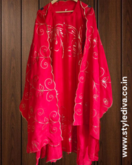 Graceful Party Wear Upara Silk Ensemble with Scalloped Dupatta