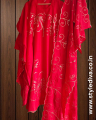 Graceful Party Wear Upara Silk Ensemble with Scalloped Dupatta