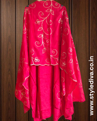 Graceful Party Wear Upara Silk Ensemble with Scalloped Dupatta