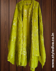 Graceful Party Wear Upara Silk Ensemble with Scalloped Dupatta