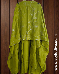 Graceful Party Wear Upara Silk Ensemble with Scalloped Dupatta