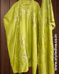 Graceful Party Wear Upara Silk Ensemble with Scalloped Dupatta