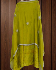 Glass Organza Unstitched Suit with All-Over Gotta Detailing And Chiffon Dupatta