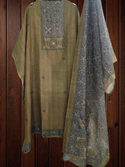 Elegant Linen Digital Print Suit Set with Kantha Work Detailing