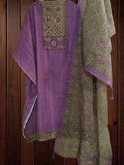 Elegant Linen Digital Print Suit Set with Kantha Work Detailing