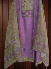 Elegant Linen Digital Print Suit Set with Kantha Work Detailing