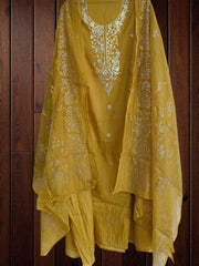 Graceful Mul Chanderi Unstitched Embroidered Suit with Mukesh Dupatta